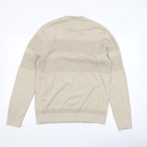 Jack & Jones Mens Beige L Crew Neck Knit Pullover Jumper