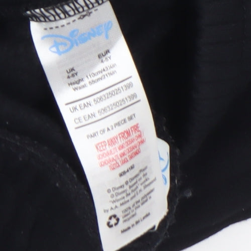 Disney Girls Black Lilo & Stitch Jogger Trousers 4-5 Years Cotton Fleece