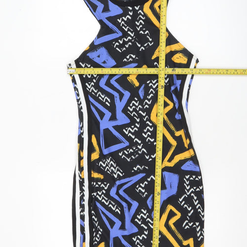 Topshop Women's Multicoloured Bodycon Dress Size 10 Retro Geometric Print