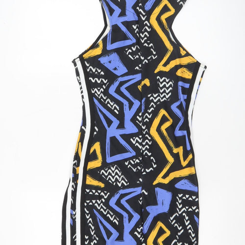 Topshop Women's Multicoloured Bodycon Dress Size 10 Retro Geometric Print
