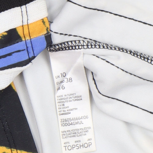 Topshop Women's Multicoloured Bodycon Dress Size 10 Retro Geometric Print