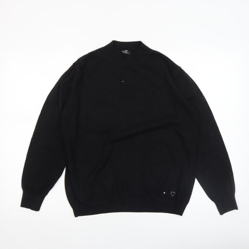 Barbara Lebek Women Black Size 20 Crew Neck Long Sleeve Jumper