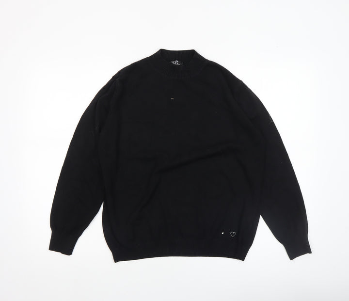 Barbara Lebek Women Black Size 20 Crew Neck Long Sleeve Jumper