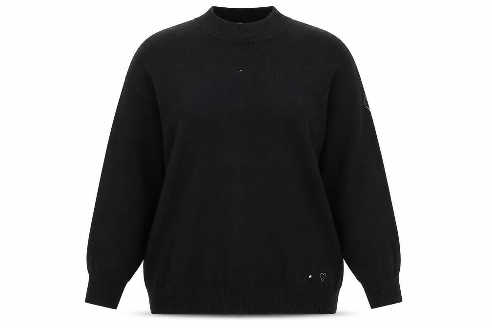 Barbara Lebek Women Black Size 20 Crew Neck Long Sleeve Jumper
