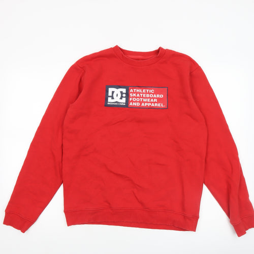 DC Shoes Boys Red XL 16 Sweatshirt Pullover Fleece Crew Neck Logo Top