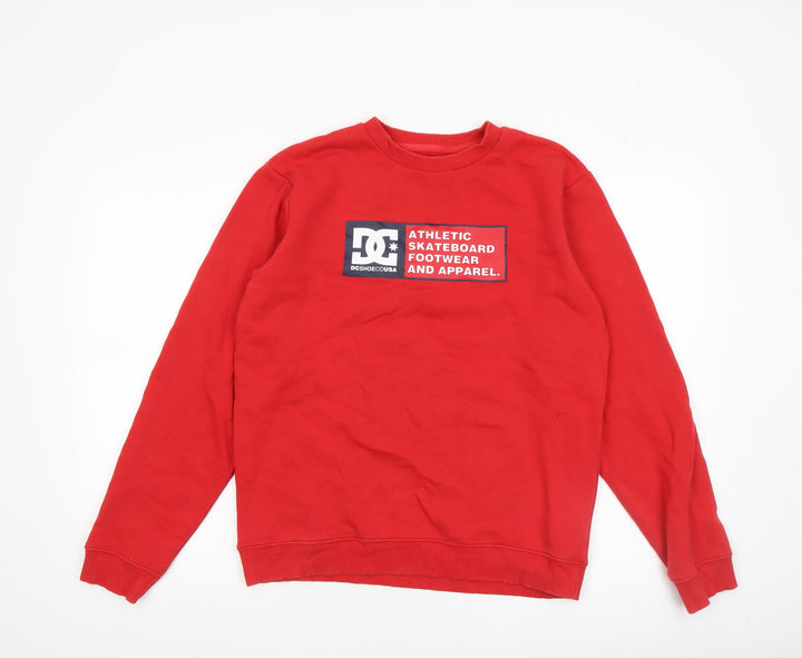 DC Shoes Boys Red XL 16 Sweatshirt Pullover Fleece Crew Neck Logo Top