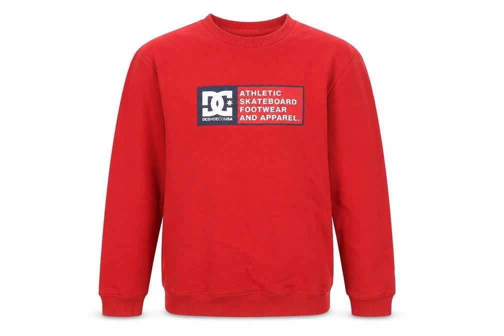 DC Shoes Boys Red XL 16 Sweatshirt Pullover Fleece Crew Neck Logo Top