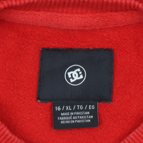 DC Shoes Boys Red XL 16 Sweatshirt Pullover Fleece Crew Neck Logo Top