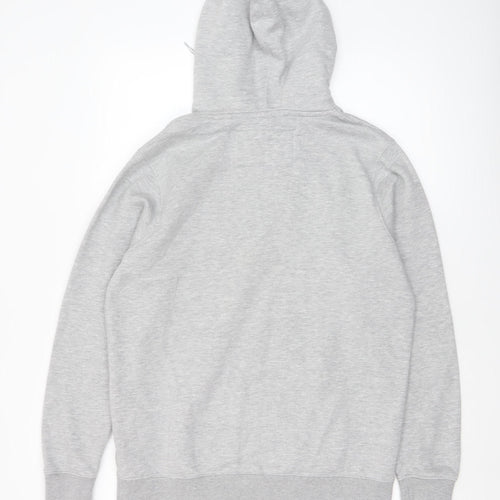 Pull & Bear Men’s Grey Small Pullover Hoodie with Logo Detail