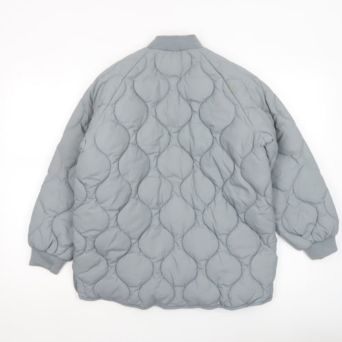 ZARA Girls Grey Quilted Bomber Jacket 9-10 Years Padded Zip Up