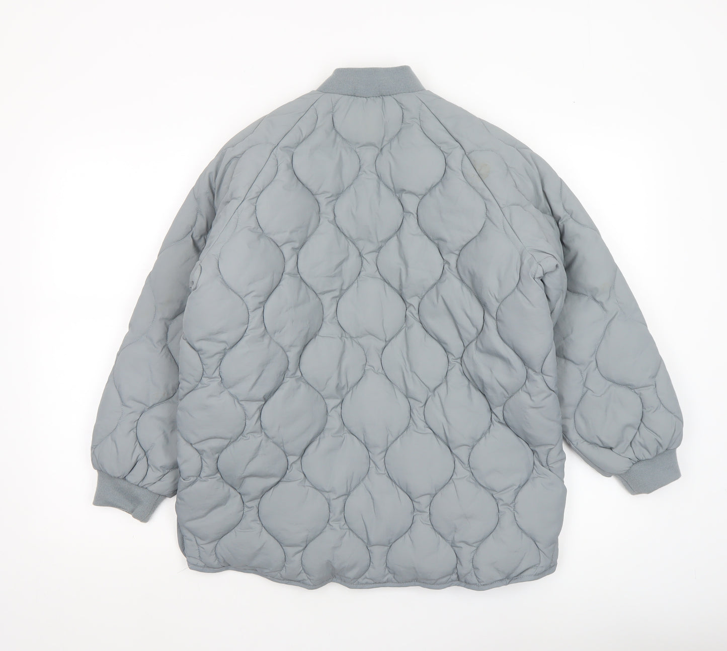 ZARA Girls Grey Quilted Bomber Jacket 9-10 Years Padded Zip Up