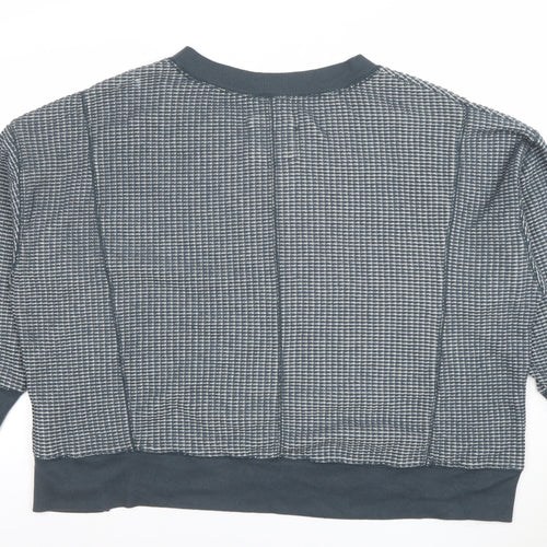 American Eagle Women Grey Textured V-Neck Pullover Sweatshirt M