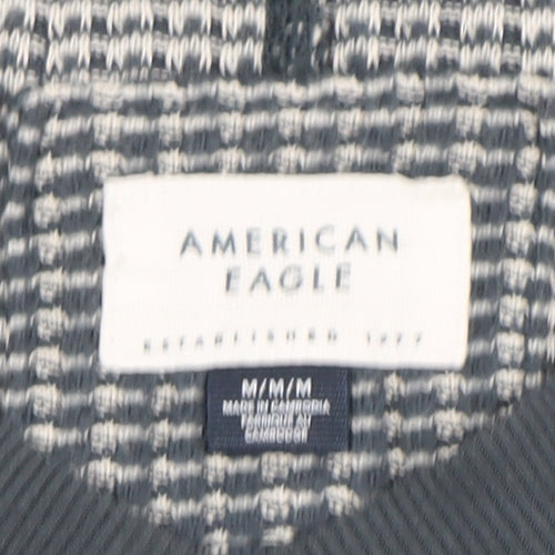 American Eagle Women Grey Textured V-Neck Pullover Sweatshirt M