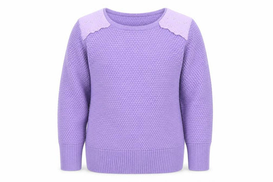 Front view of Nicholas & Bears girls’ purple wool-blend jumper size 2y with embroidered detail