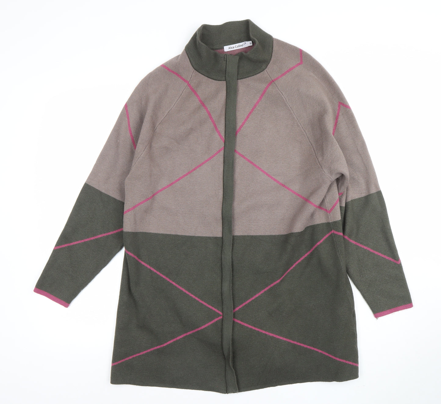 Alice Collins Women’s Multicoloured Geometric Knit Cardigan Size 16
