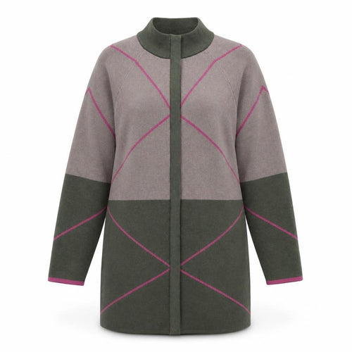 Alice Collins Women’s Multicoloured Geometric Knit Cardigan Size 16