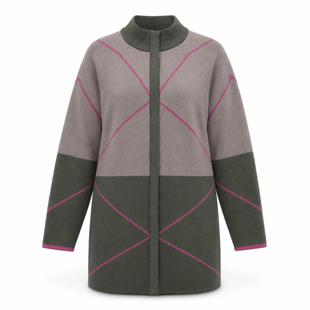 Alice Collins Women’s Multicoloured Geometric Knit Cardigan Size 16