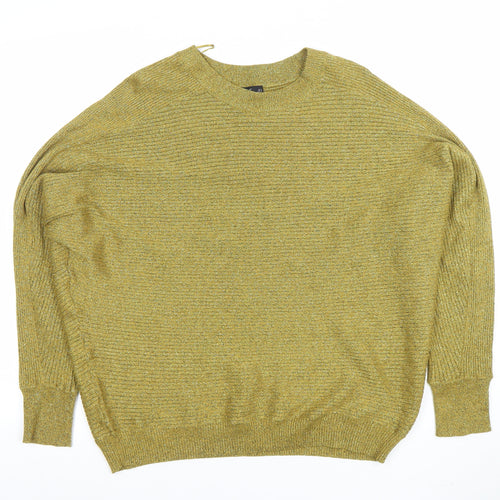 F&F Women’s Gold Metallic Knit Relaxed Pullover Jumper Size M