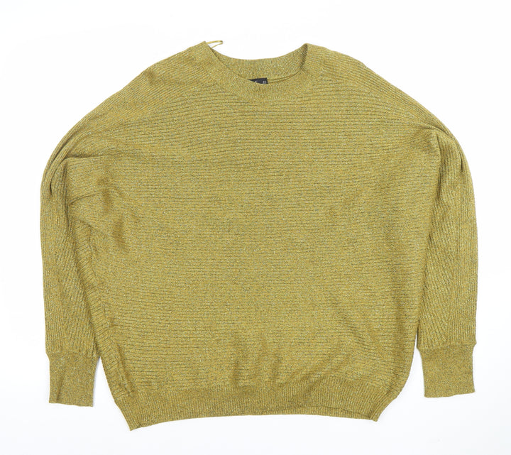 F&F Women’s Gold Metallic Knit Relaxed Pullover Jumper Size M