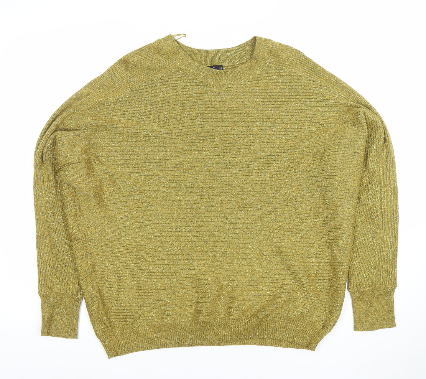 F&F Women’s Gold Metallic Knit Relaxed Pullover Jumper Size M