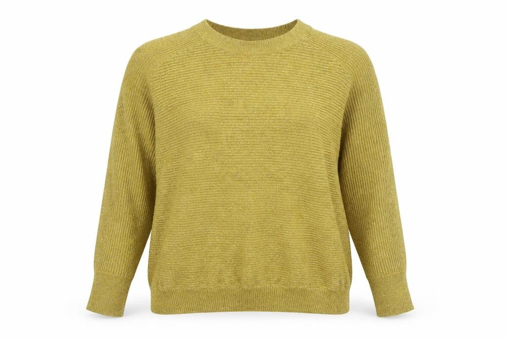 Front view of F&F Women’s Gold Metallic Knit Relaxed jumper, size M