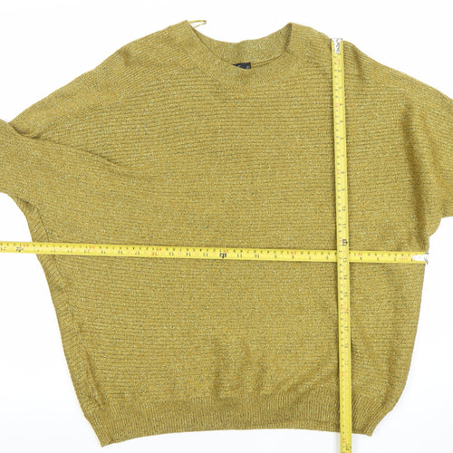 F&F Women’s Gold Metallic Knit Relaxed Pullover Jumper Size M