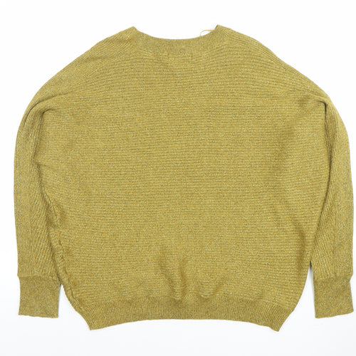 F&F Women’s Gold Metallic Knit Relaxed Pullover Jumper Size M