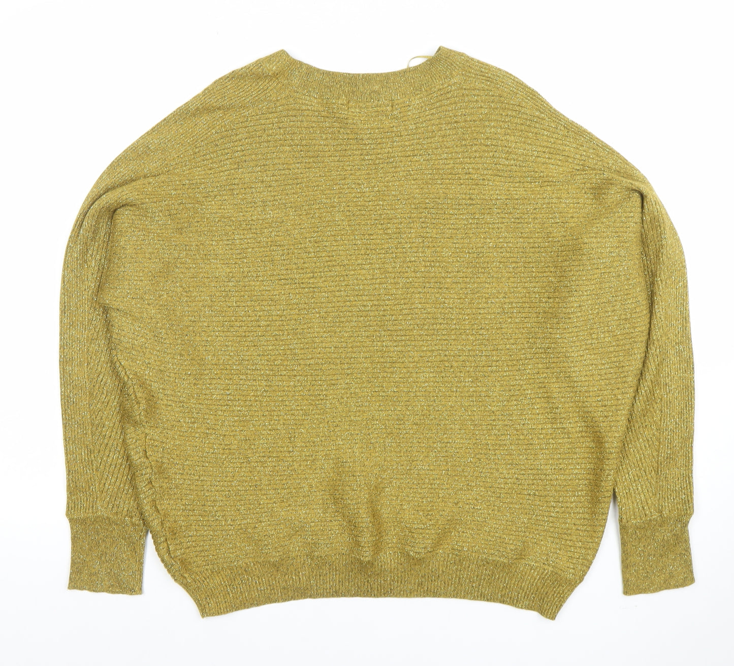 F&F Women’s Gold Metallic Knit Relaxed Pullover Jumper Size M