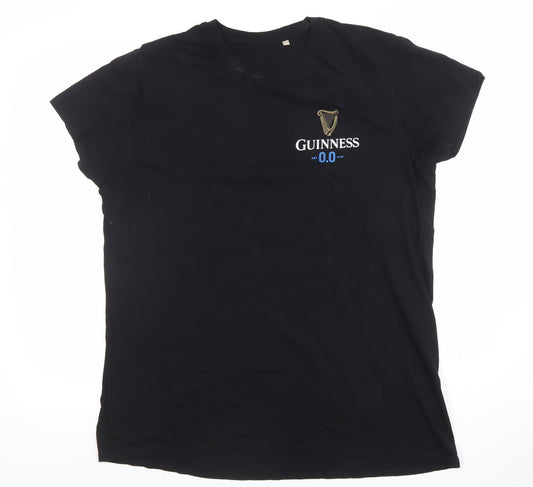 Guinness Womens Black L T-Shirt Short Sleeve Crew Neck Cotton