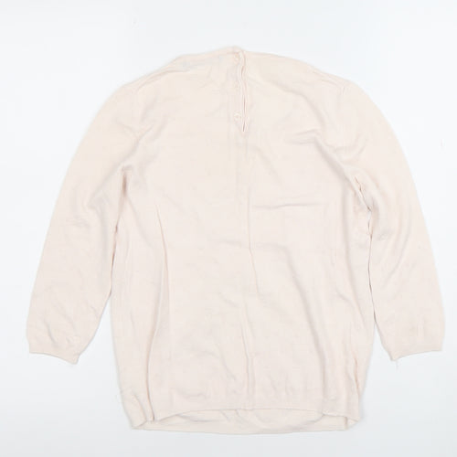 Mango Women Beige Knit Long Sleeve Scoop Neck Basic Blouse Size S