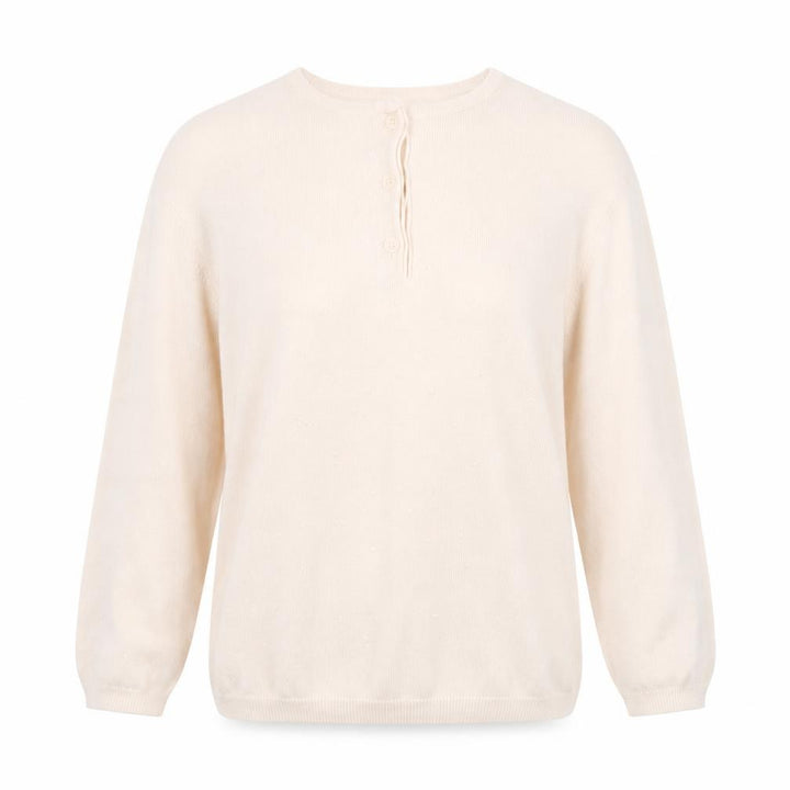 Mango Women Beige Knit Long Sleeve Scoop Neck Basic Blouse Size S