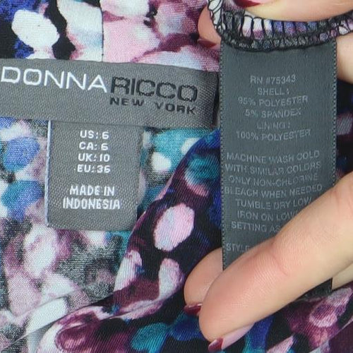 Donna Ricco Women Multicoloured Size 10 Strapless Bodycon Ruched Dress