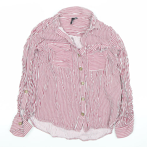 Vero Moda Women's Red Striped Button-Up Shirt Size S