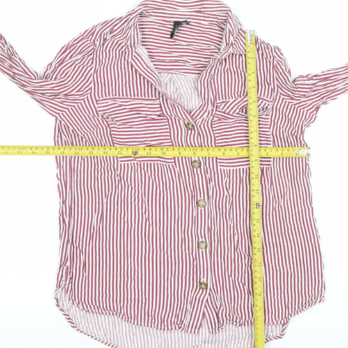Vero Moda Women's Red Striped Button-Up Shirt Size S