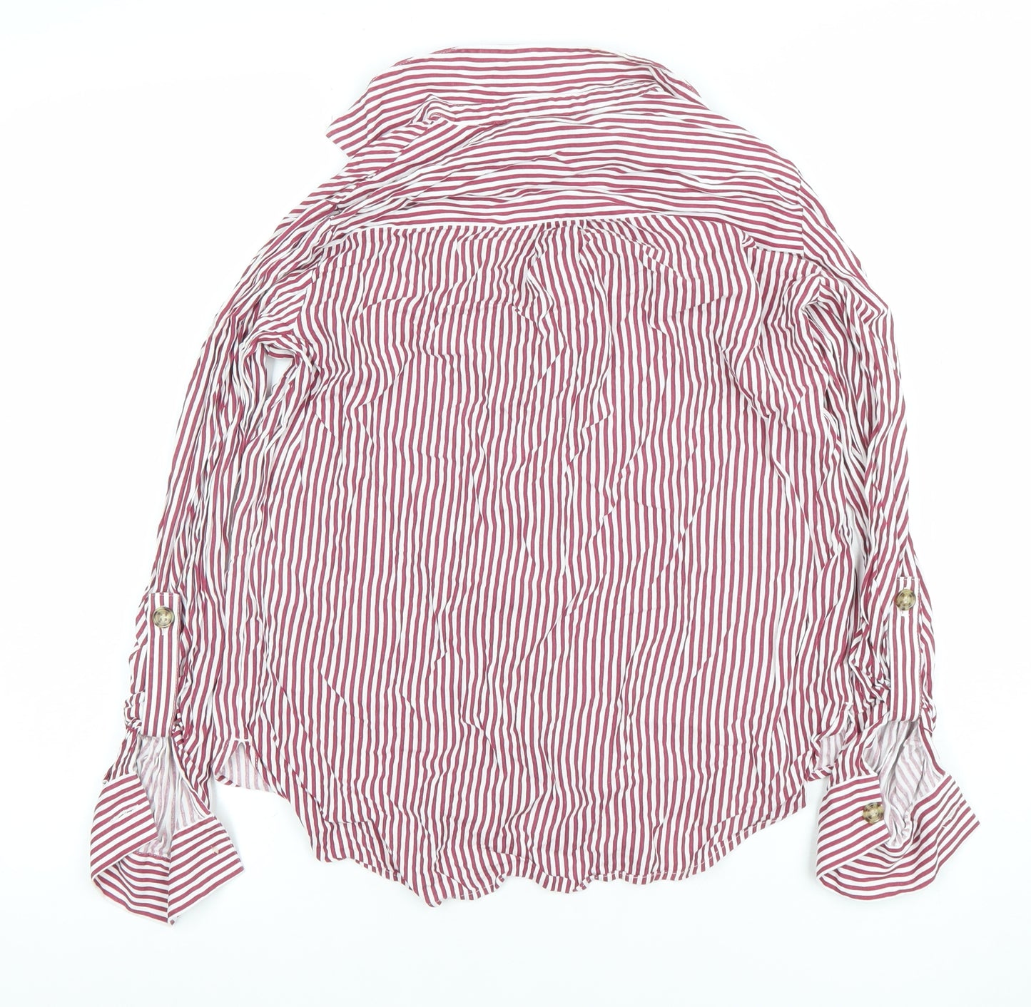 Vero Moda Women's Red Striped Button-Up Shirt Size S