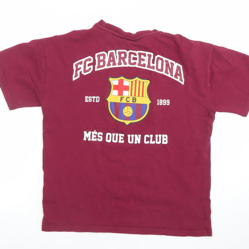 FC Barcelona Boys Red 12-13 Years Graphic Logo Cotton T-Shirt