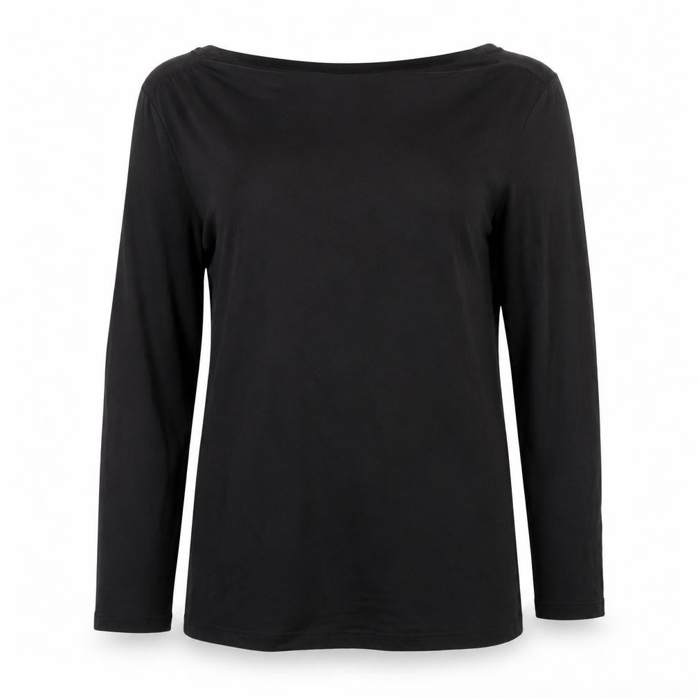 Front view of Paul Costelloe Living Women’s Black Long Sleeve Basic Blouse, size L