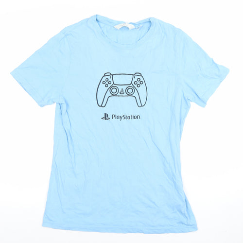H&M Boys Blue PlayStation Graphic T-Shirt 14 Years Short Sleeve Cotton