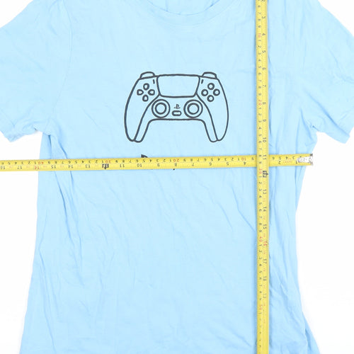 H&M Boys Blue PlayStation Graphic T-Shirt 14 Years Short Sleeve Cotton