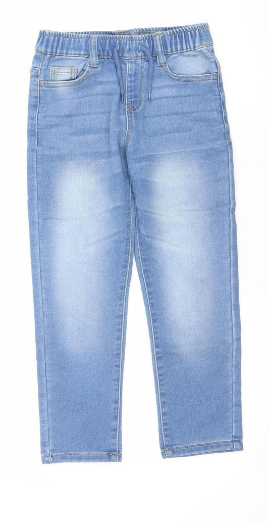 Dunnes Stores Boys Blue Stretch Denim Jeans 6-7 Years Elastic Waist Straight Fit
