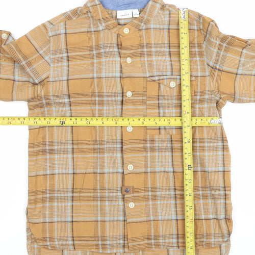 Name It Boys Brown Checked Cotton Button-Up Shirt 7-8 Years Long Sleeve
