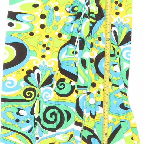 Zara Women Multicoloured S Wrap Midi Skirt Retro Print Stretch