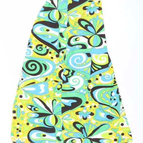 Zara Women Multicoloured S Wrap Midi Skirt Retro Print Stretch