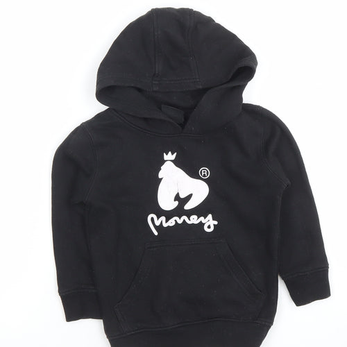 Money Boys Black Pullover Hoodie Medium Cotton Blend Logo Print