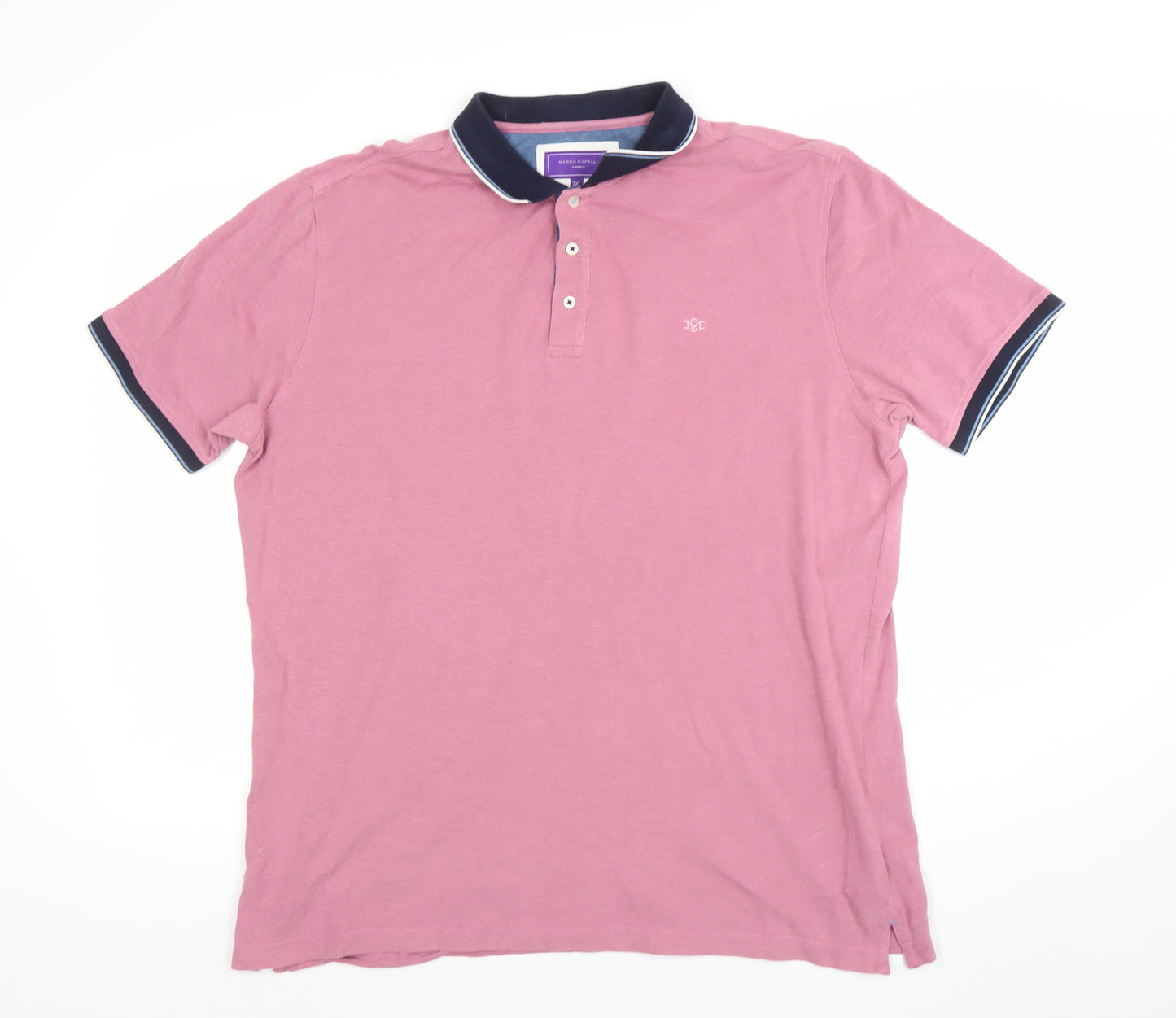 Marco Capelli Men's Pink 2XL Polo Shirt Cotton Blend Casual