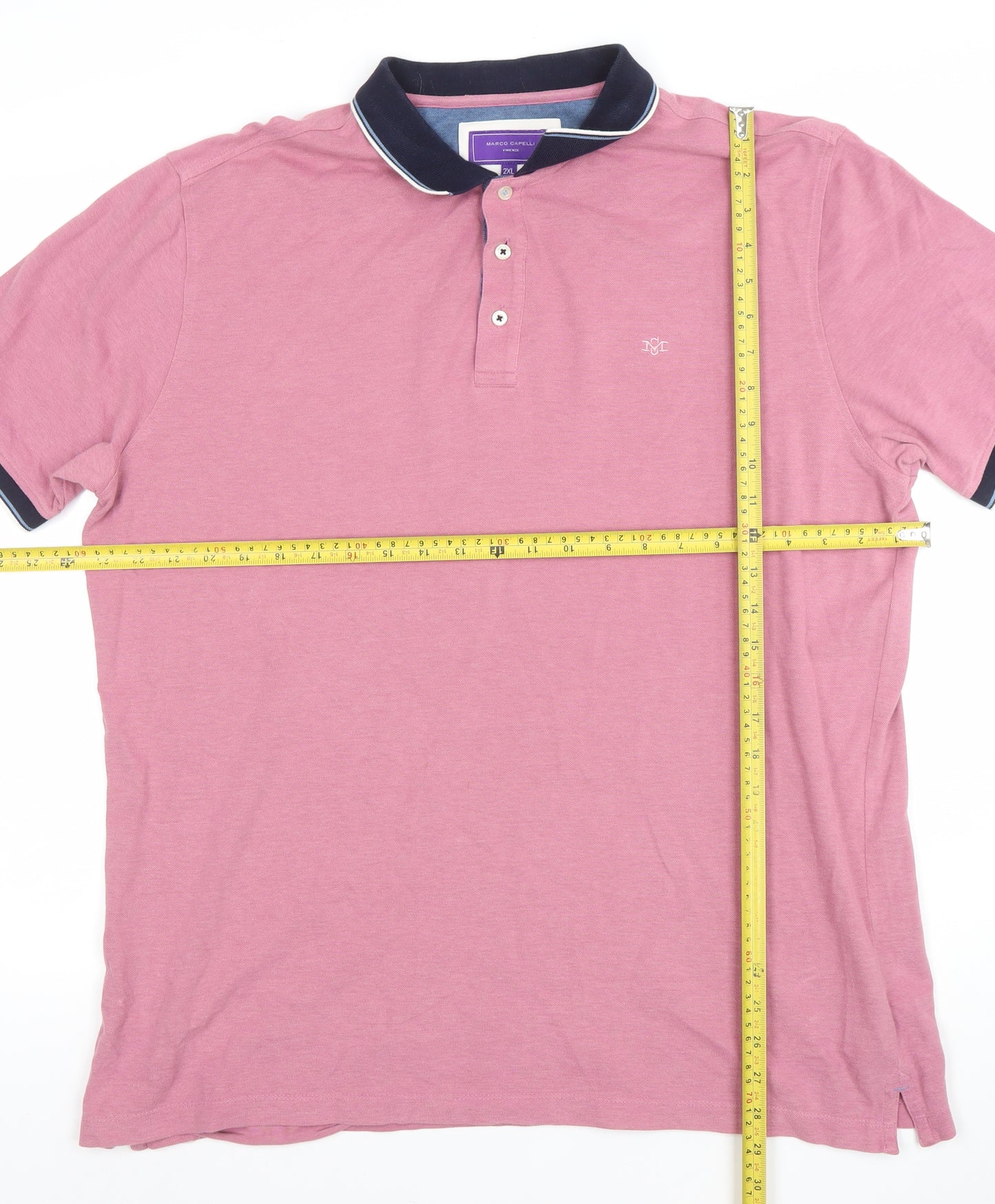 Marco Capelli Men's Pink 2XL Polo Shirt Cotton Blend Casual