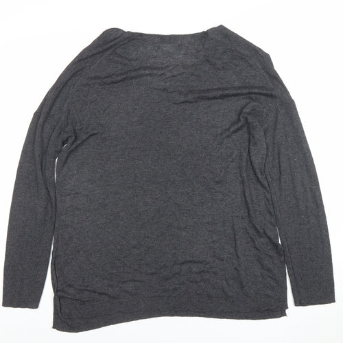 Gallery Womens Grey V-Neck Long Sleeve Basic Top XS