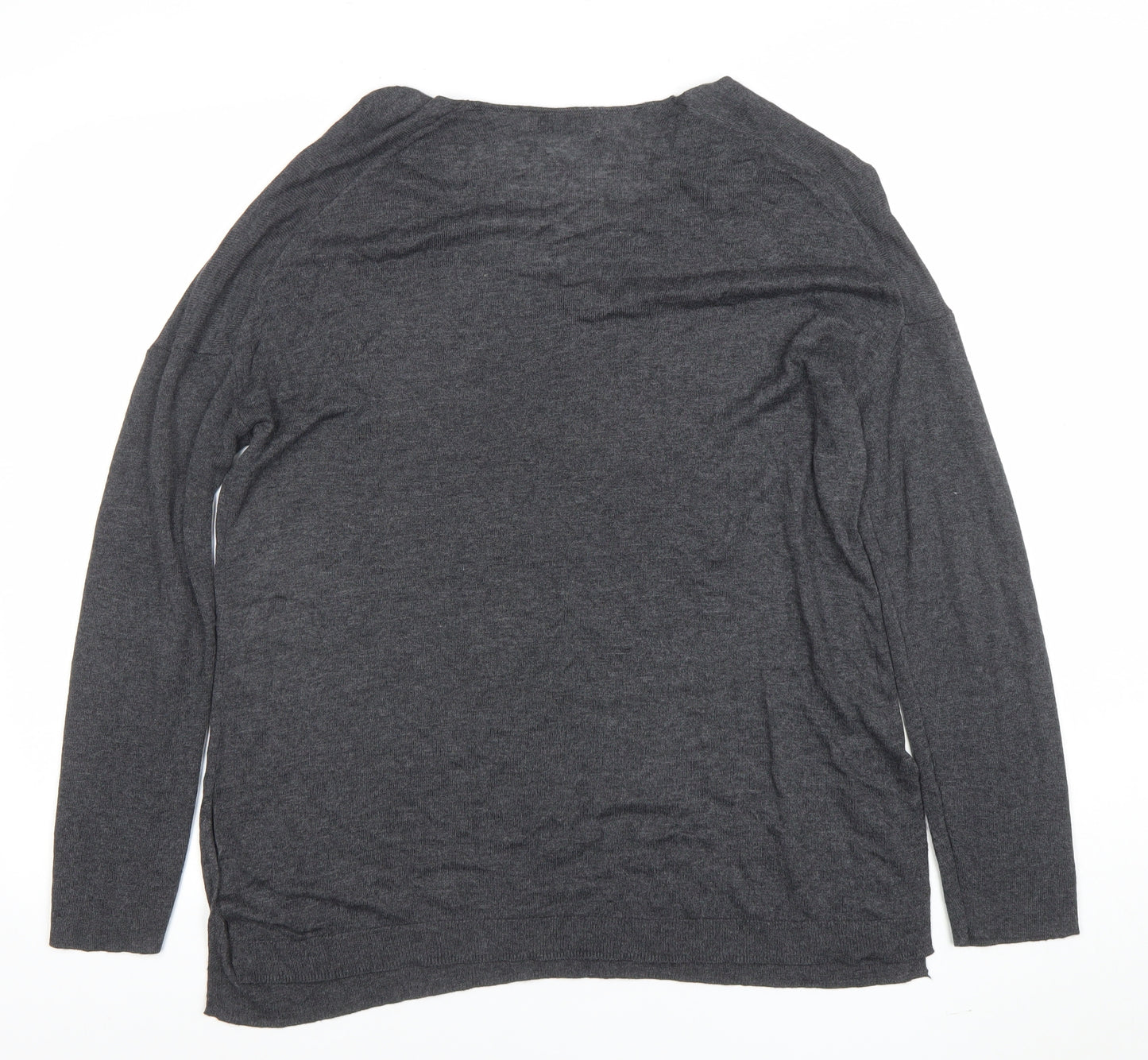 Gallery Womens Grey V-Neck Long Sleeve Basic Top XS