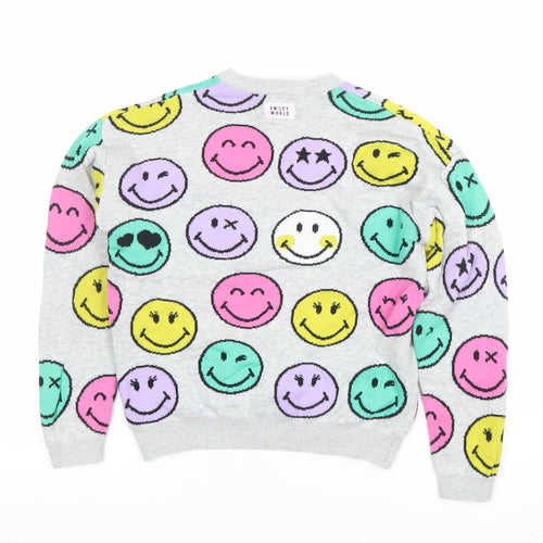 Next Girls Grey SmileyWorld Christmas Pullover Jumper 8 Years