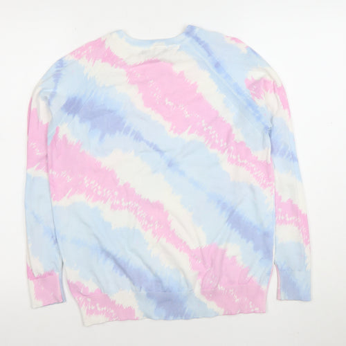 Marks and Spencer Women’s Pink Blue Tie-Dye Pullover Jumper Size S